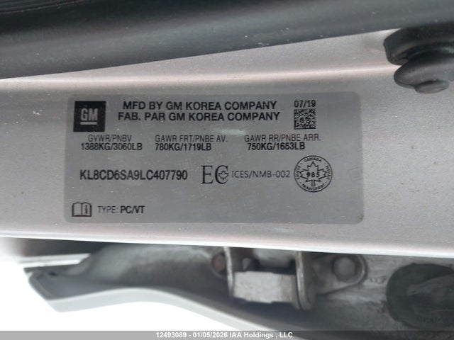 KL8CD6SA9LC407790 Chevrolet Spark