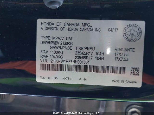 2HKRW1H37HH001851 Honda CR-V