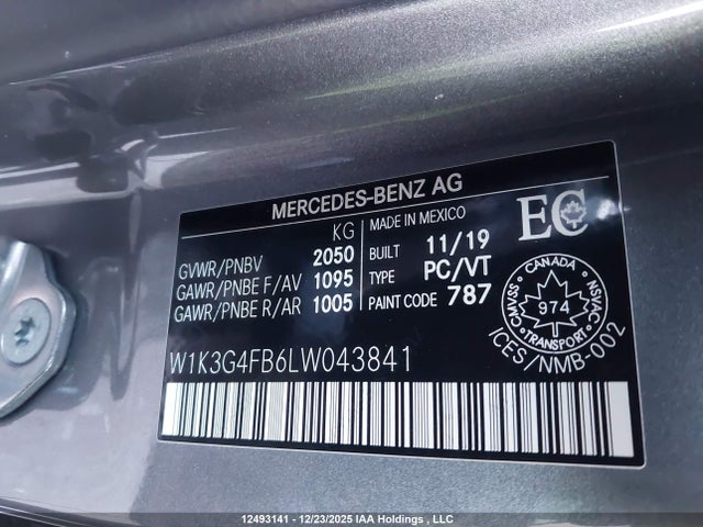 W1K3G4FB6LW043841 Mercedes-Benz A 220 4matic