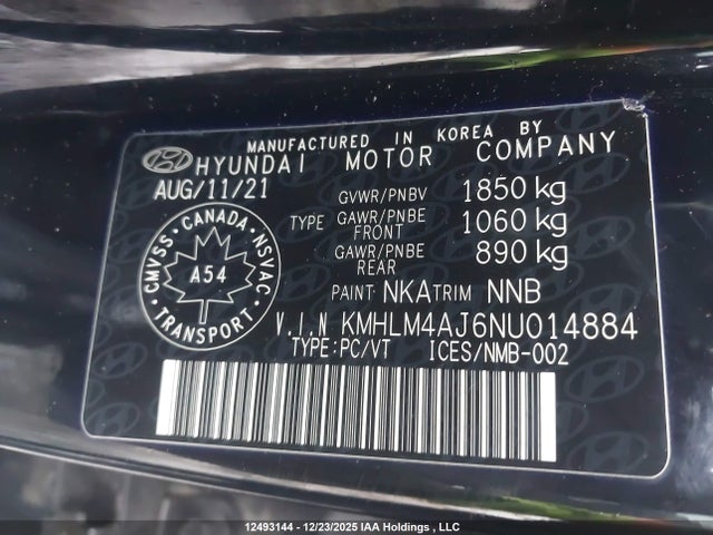 KMHLM4AJ6NU014884 Hyundai gdi kappa