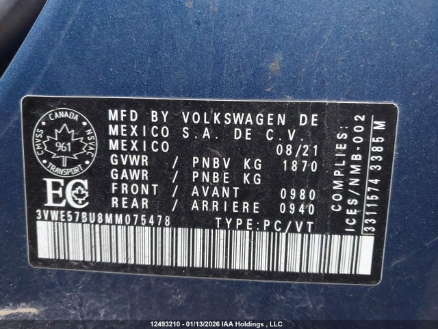 3VWE57BU8MM075478 Volkswagen Jetta Highline