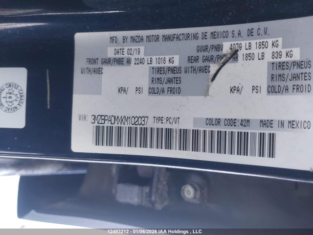 Aukcja sprzedaży 2019 Mazda Mazda3 Gt, vin: 3MZBPADMXKM102037, numer aukcji: 12493212