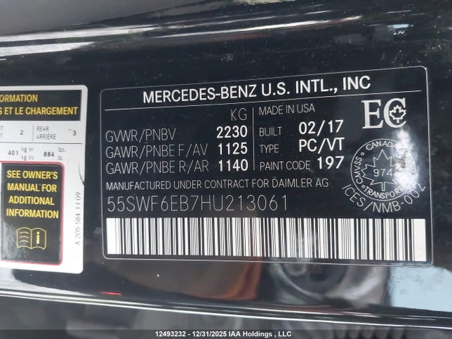 55SWF6EB7HU213061 Mercedes-Benz C 43 4mati Amg