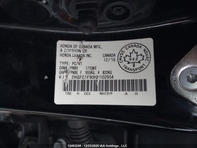 Honda l15b7 2017 2HGFC1F90HH102954 Image 9