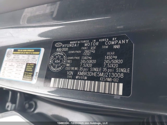 Auction sale of the 2021 Hyundai Palisade Sel, vin: KM8R3DHE5MU213008, lot number: 12493324