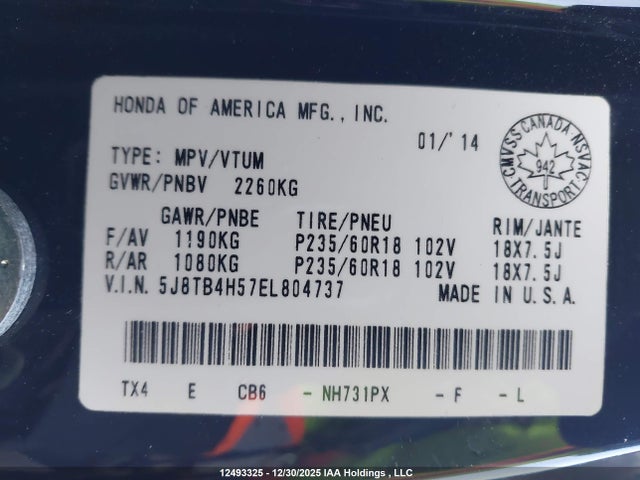 5J8TB4H57EL804737 Acura Rdx Technology