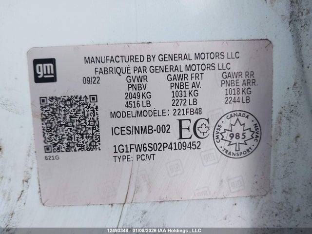 1G1FW6S02P4109452 Chevrolet Bolt Ev 1lt