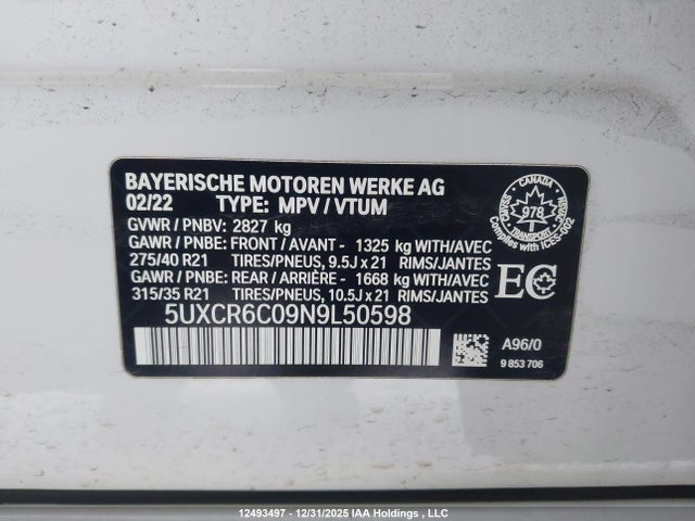5UXCR6C09N9L50598 BMW X5 Xdrive40i