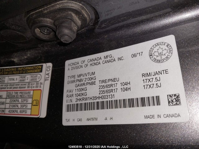 2HKRW1H35HH003131 Honda CR-V LX