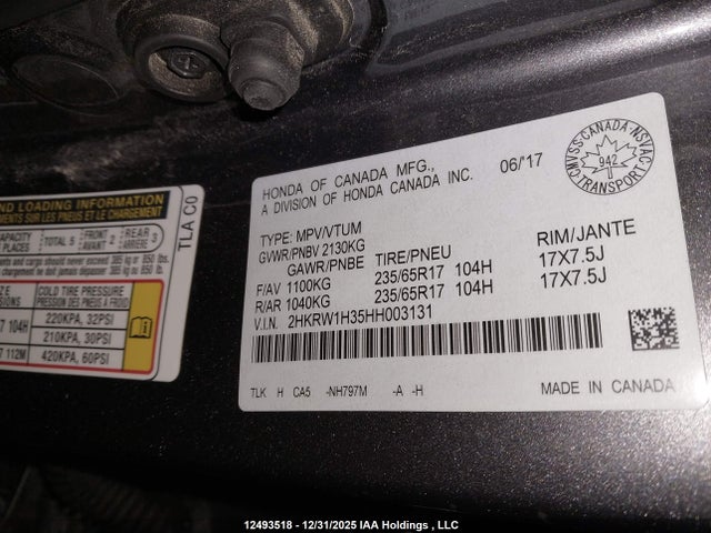2HKRW1H35HH003131 Honda CR-V LX