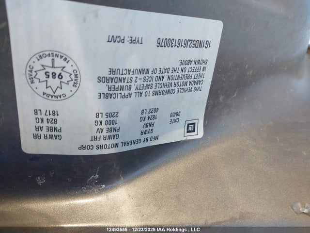 2001 Chevrolet Malibu მანქანა იყიდება აუქციონზე, vin: 1G1ND52J616130076, აუქციონის ნომერი: 12493555