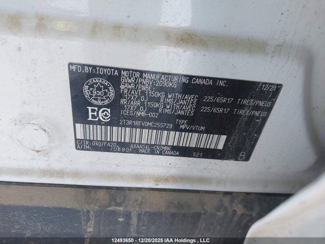2T3R1RFV0MC255729 Toyota Rav4 Xle
