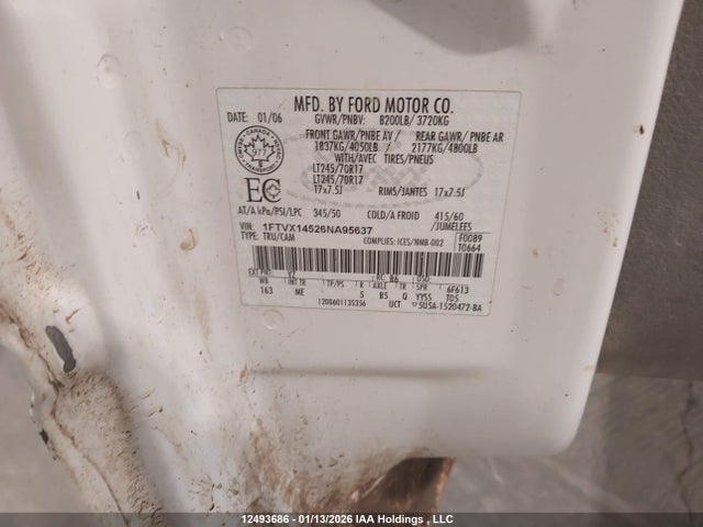Продажа на аукционе авто 2006 Ford F150, vin: 1FTVX14526NA95637, номер лота: 12493686