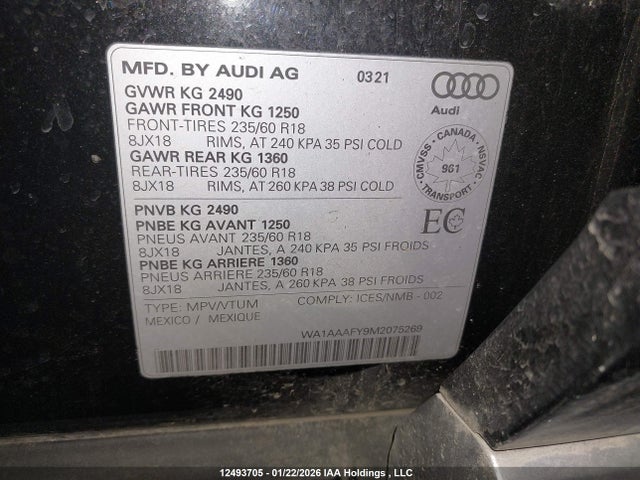 WA1AAAFY9M2075269 Audi Q5