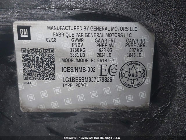 1G1BE5SM9J7179826 Chevrolet CRUZE LT