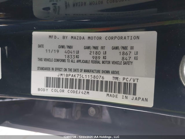 JM1BPAK75L1158076 Mazda 3 Gx