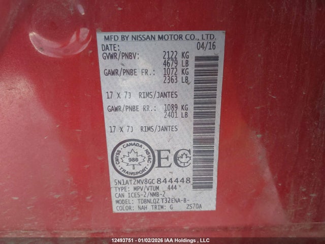 5N1AT2MV8GC844448 Nissan Rogue