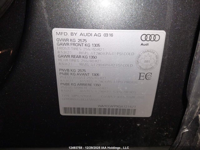 WA1CCAFPXGA121423 Audi SQ5