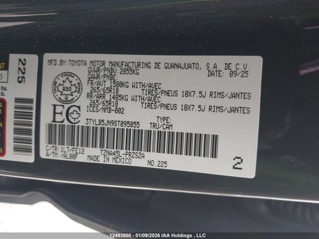 3TYLB5JN9ST095855 Toyota Tacoma Double Cab/sr5/trd Sport/trd Off Road/ltd