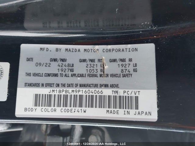 Aukcja sprzedaży 2023 Mazda Mazda3, vin: JM1BPBLM9P1604066, numer aukcji: 12493841