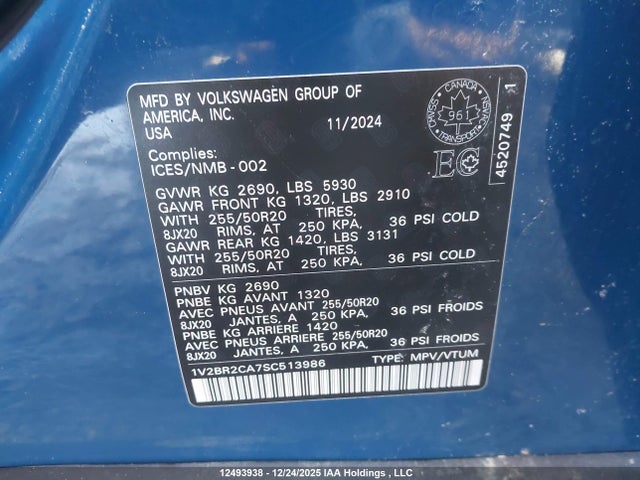 1V2BR2CA7SC513986 Volkswagen ATLAS SEL