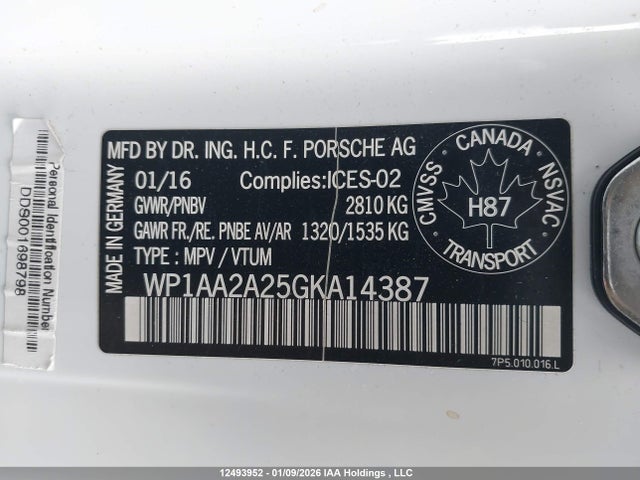 Porsche Cayenne 2016 WP1AA2A25GKA14387 Image 9