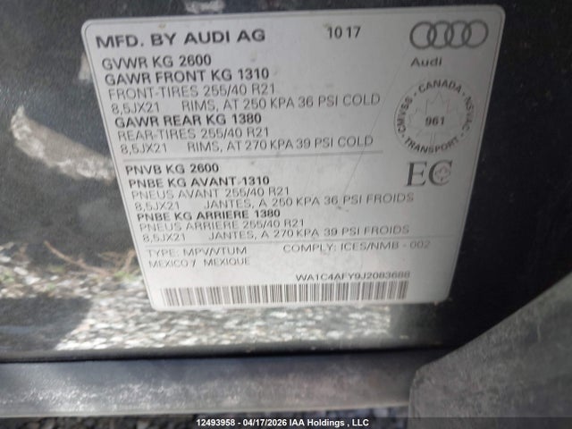 WA1C4AFY9J2083688 Audi Sq5 3.0t Technik