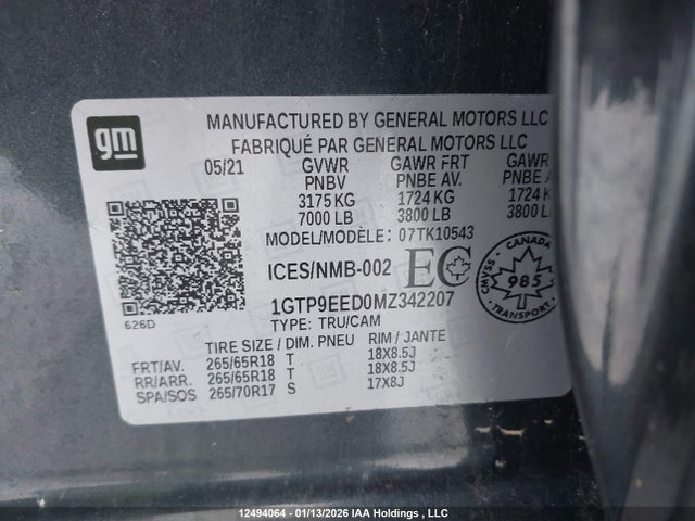 1GTP9EED0MZ342207 GMC Sierra 1500 At4