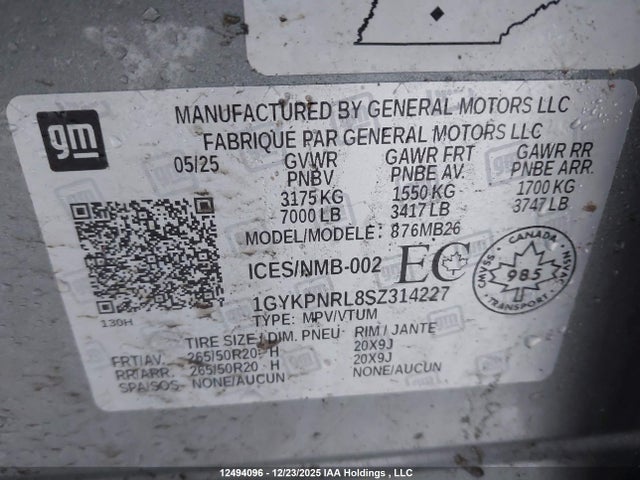 1GYKPNRL8SZ314227 Cadillac Lyriq Luxury 1 Rwd