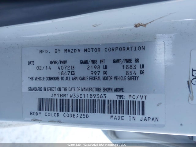 JM1BM1W35E1189363 Mazda 3 Grand Touring