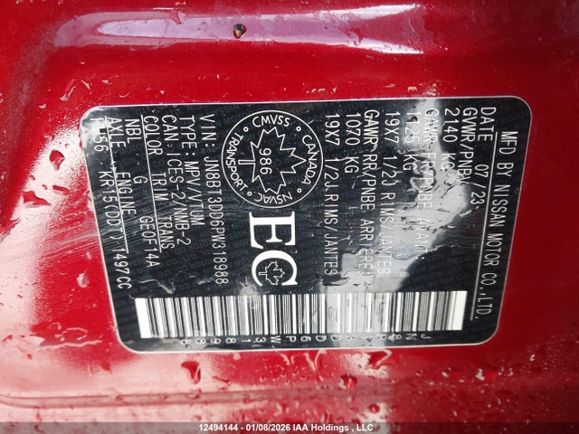 JN8BT3DD6PW318988 Nissan Rogue Platinum