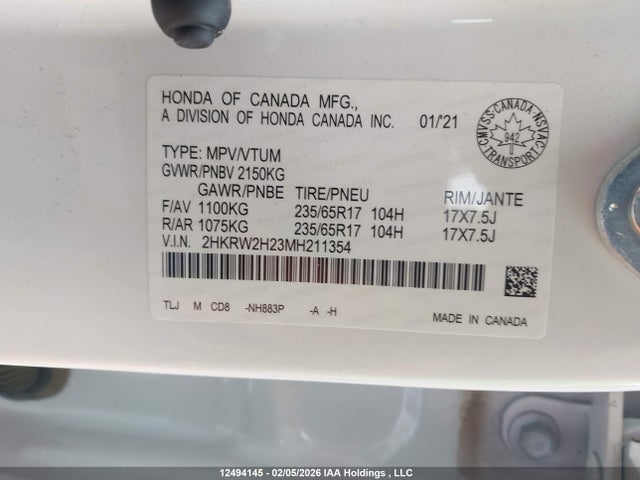 2HKRW2H23MH211354 Honda CR-V