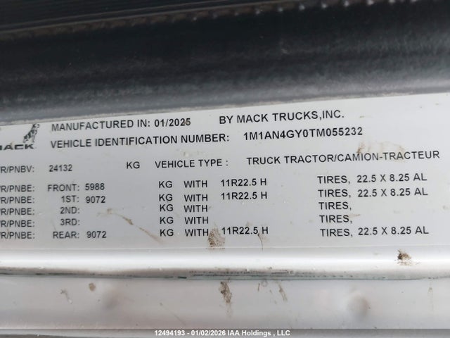 1M1AN4GY0TM055232 Mack Anthem