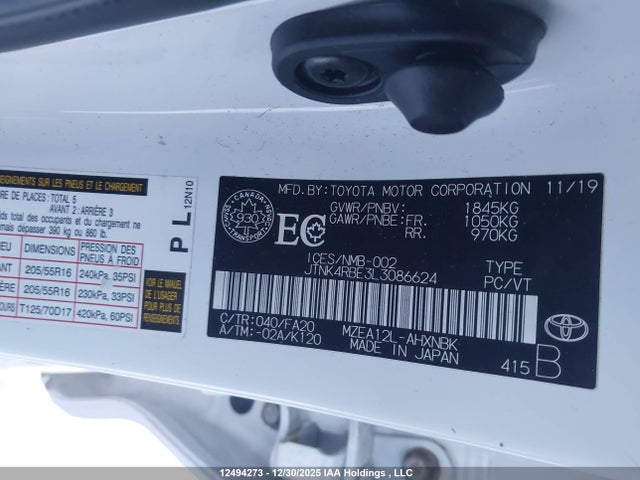 JTNK4RBE3L3086624 Toyota Corolla