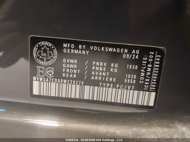 WVWSA7CD8RW229274 Volkswagen GTI SE