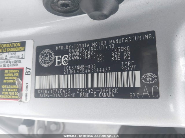 Aukcja sprzedaży 2010 Toyota Matrix Wagon, vin: 2T1KU4EE4AC344477, numer aukcji: 12494353