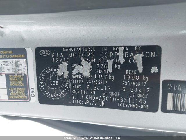 KNDMA5C10H6311145 KIA Sedona L