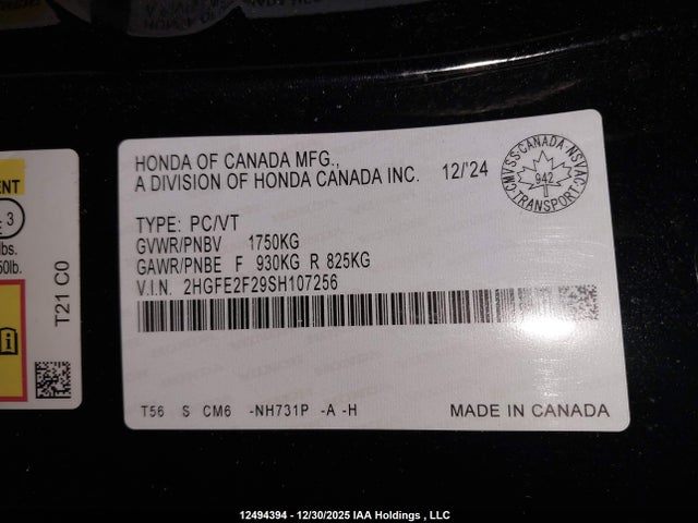 Honda Civic Lx 2025 2HGFE2F29SH107256 Image 9