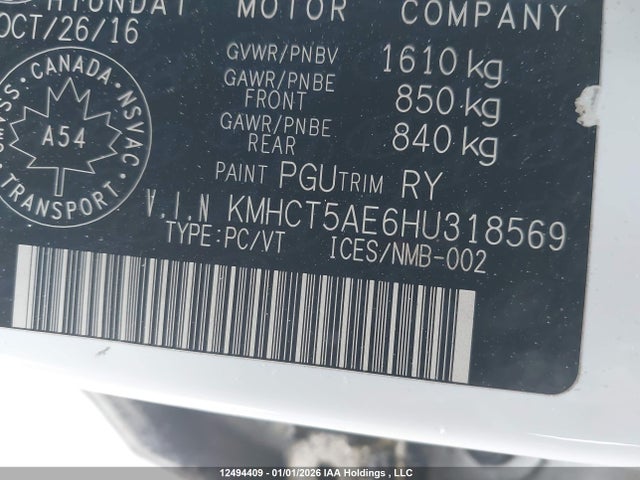 KMHCT5AE6HU318569 Hyundai ACCENT SE