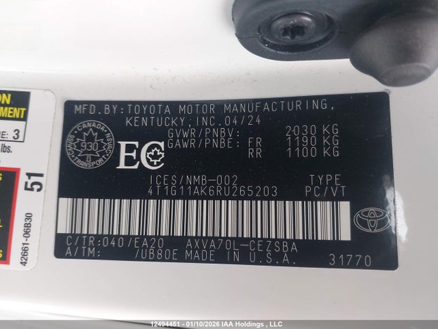 4T1G11AK6RU265203 Toyota CAMRY SE