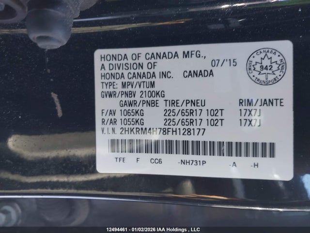 2HKRM4H78FH128177 Honda CR-V EXL