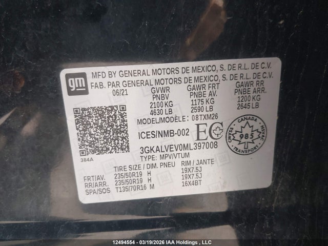 3GKALVEV0ML397008 GMC Terrain Slt