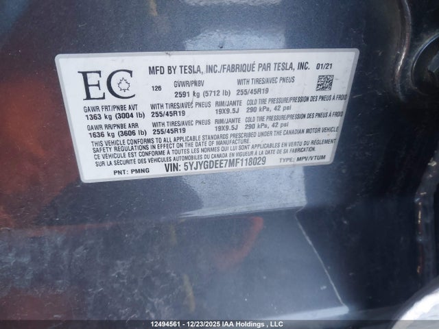 5YJYGDEE7MF118029 Tesla Model Y