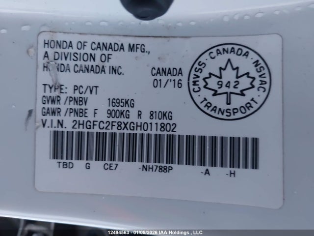 Honda CIVIC EX 2016 2HGFC2F8XGH011802 Image 18