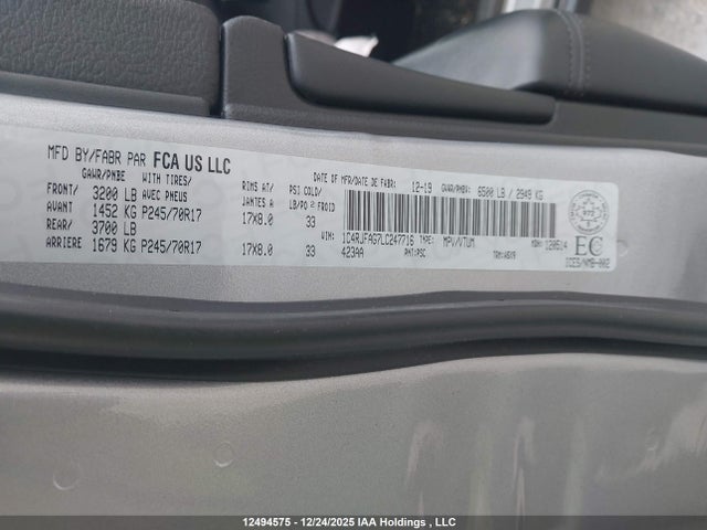 1C4RJFAG7LC247716 Jeep Grand Cherokee Laredo