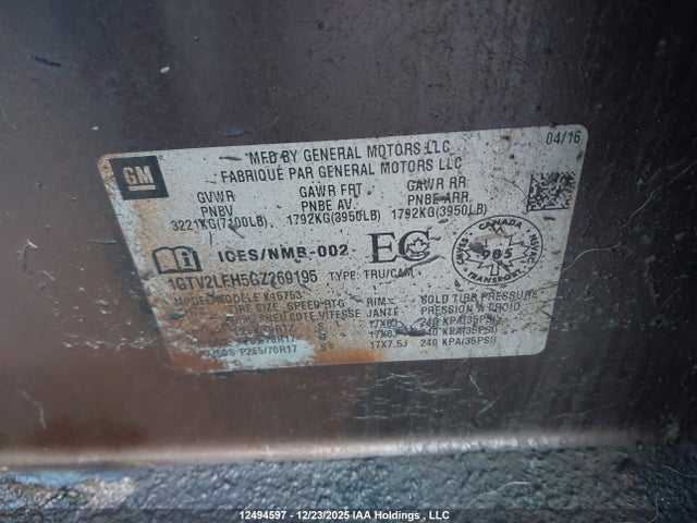 1GTV2LEH5GZ269195 GMC Sierra K1500