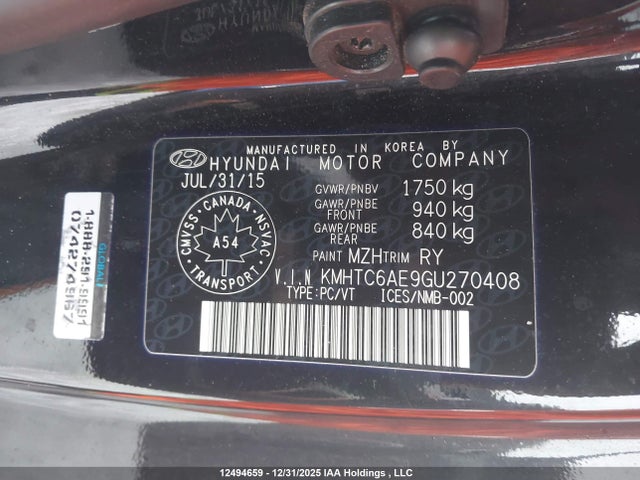 Продаж на аукціоні авто 2016 Hyundai Veloster Turbo, vin: KMHTC6AE9GU270408, номер лоту: 12494659