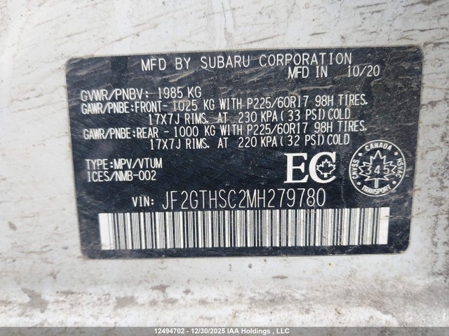 Subaru Crosstrek Outdoor 2021 JF2GTHSC2MH279780 Image 19