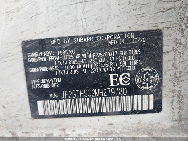 Subaru Crosstrek Outdoor 2021 JF2GTHSC2MH279780 Image 9