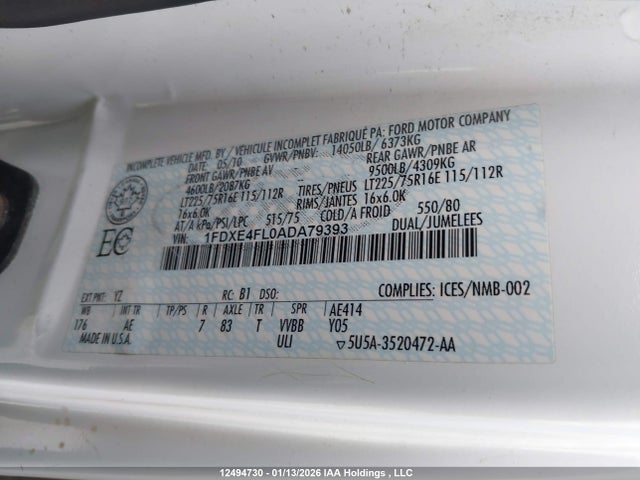Aukcja sprzedaży 2010 Ford E-450 Cutaway, vin: 1FDXE4FL0ADA79393, numer aukcji: 12494730
